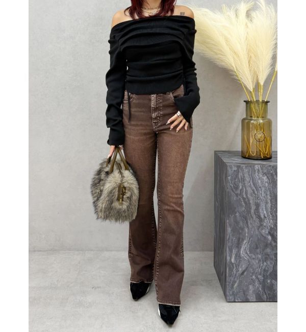 EVRIS「カラーヴィンテージライクストレッチフレアデニムパンツ」|デニム|