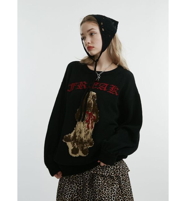 jouetie「DOGジャガードルーズニット」|ニット・セーター|