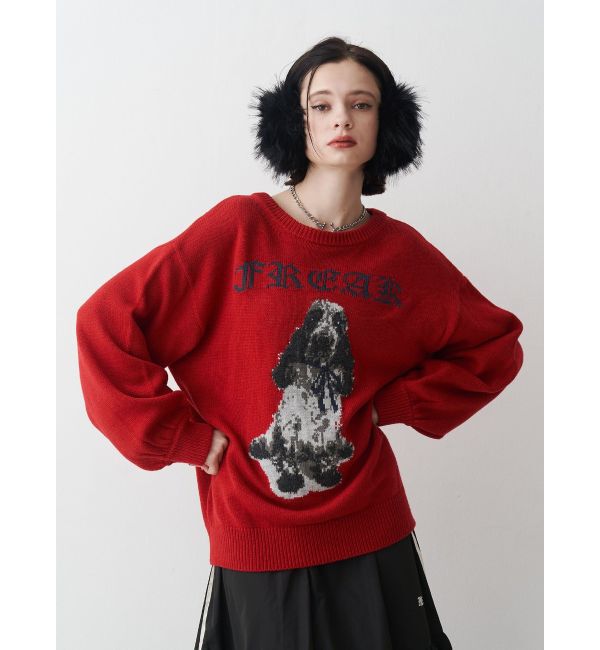 jouetie「DOGジャガードルーズニット」|ニット・セーター|