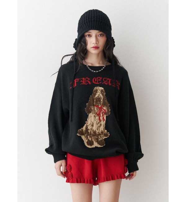 jouetie「DOGジャガードルーズニット」|ニット・セーター|