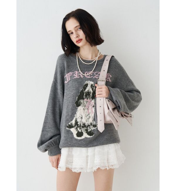 jouetie「DOGジャガードルーズニット」|ニット・セーター|