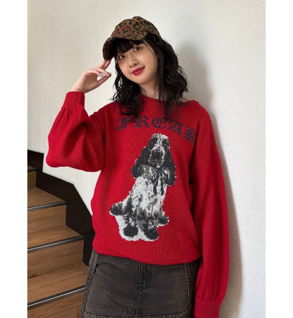 jouetie「DOGジャガードルーズニット」|ニット・セーター|