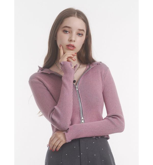 jouetie「コンパクトニットZIPフーディ」|ニット・セーター|