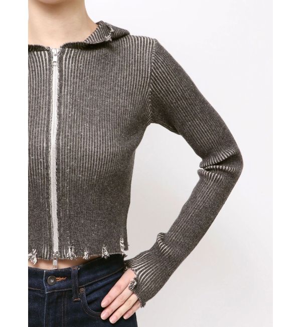 jouetie「コンパクトニットZIPフーディ」|ニット・セーター|