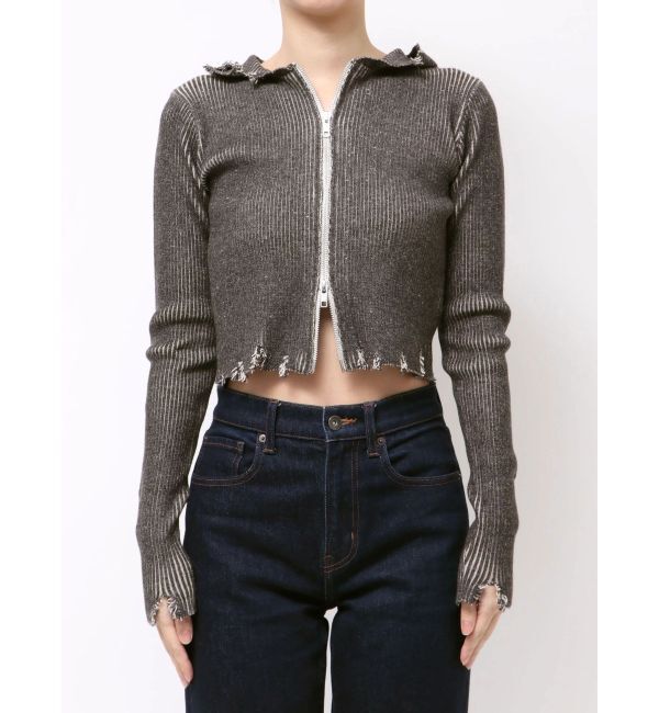 jouetie「コンパクトニットZIPフーディ」|ニット・セーター|