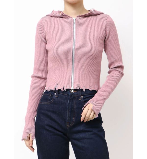 jouetie「コンパクトニットZIPフーディ」|ニット・セーター|