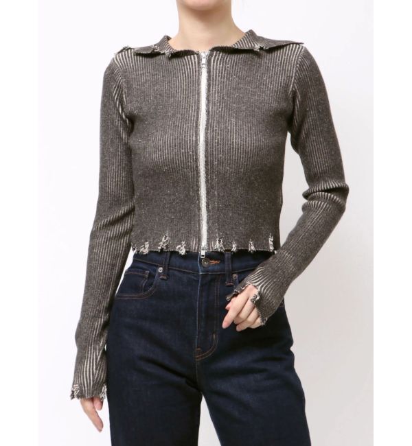 jouetie「コンパクトニットZIPフーディ」|ニット・セーター|