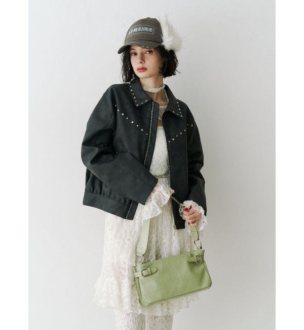 jouetie「フェイクレザースタッズブルゾン」|ブルゾン・スタジャン|