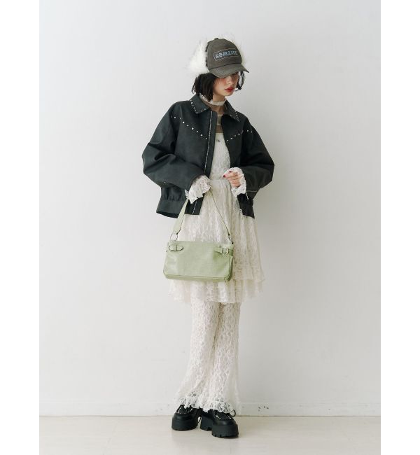 jouetie「フェイクレザースタッズブルゾン」|ブルゾン・スタジャン|