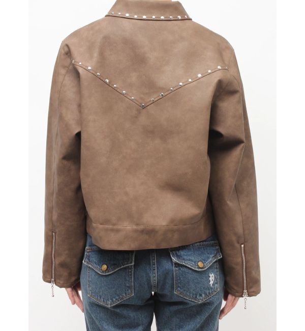 jouetie「フェイクレザースタッズブルゾン」|ブルゾン・スタジャン|