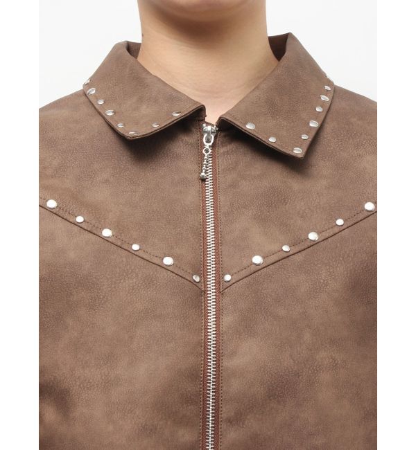 jouetie「フェイクレザースタッズブルゾン」|ブルゾン・スタジャン|