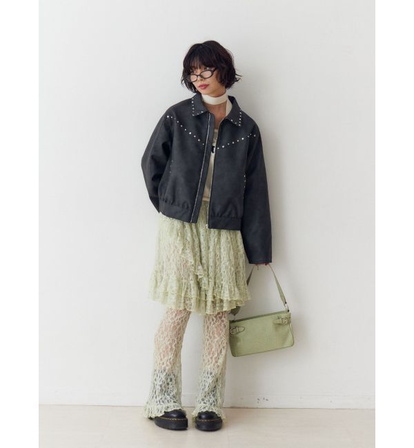 jouetie「フェイクレザースタッズブルゾン」|ブルゾン・スタジャン|