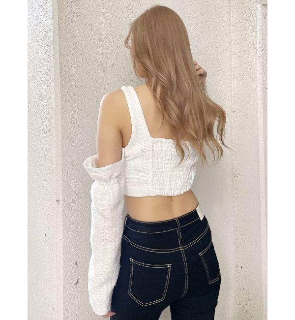 GYDA「フロントボタン2WAY FANCYTWEEDブラウス」|シャツ・ブラウス|