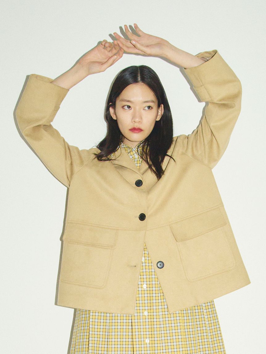 Mila Owen「リサイクルスウェードライクジャケット」|テーラードジャケット|BEG