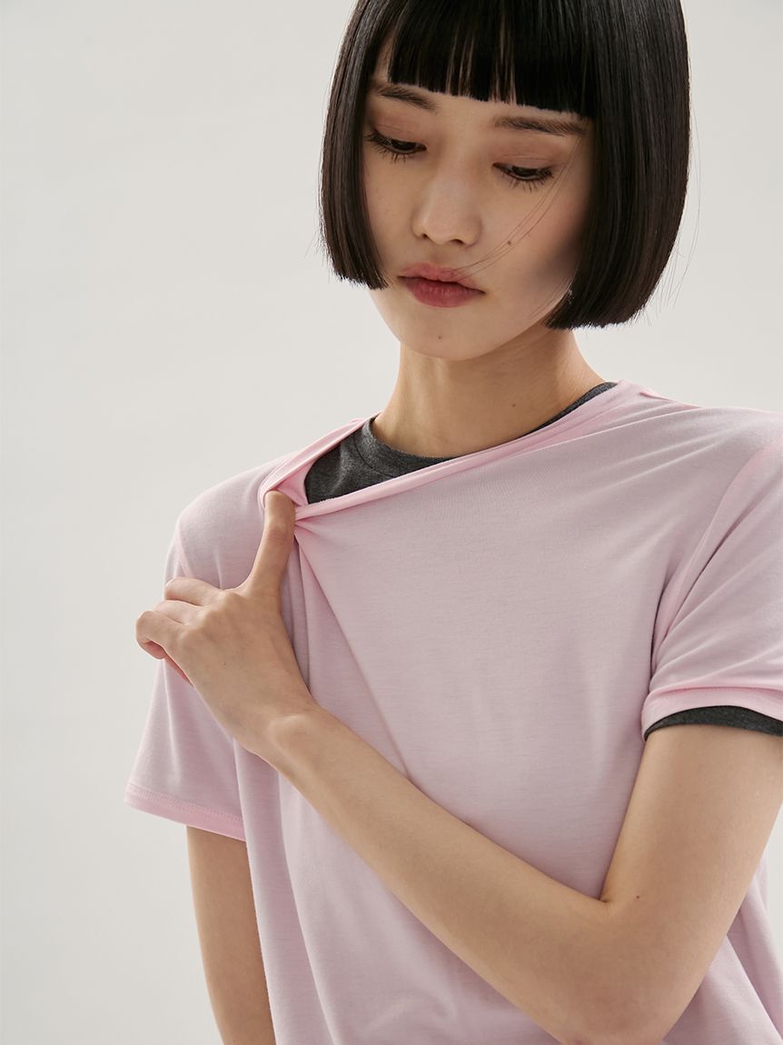 emmi atelier「バンブーショートスリーブカットソー」|Tシャツ・カットソー|