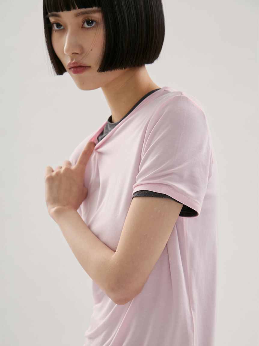 emmi atelier「バンブーショートスリーブカットソー」|Tシャツ・カットソー|