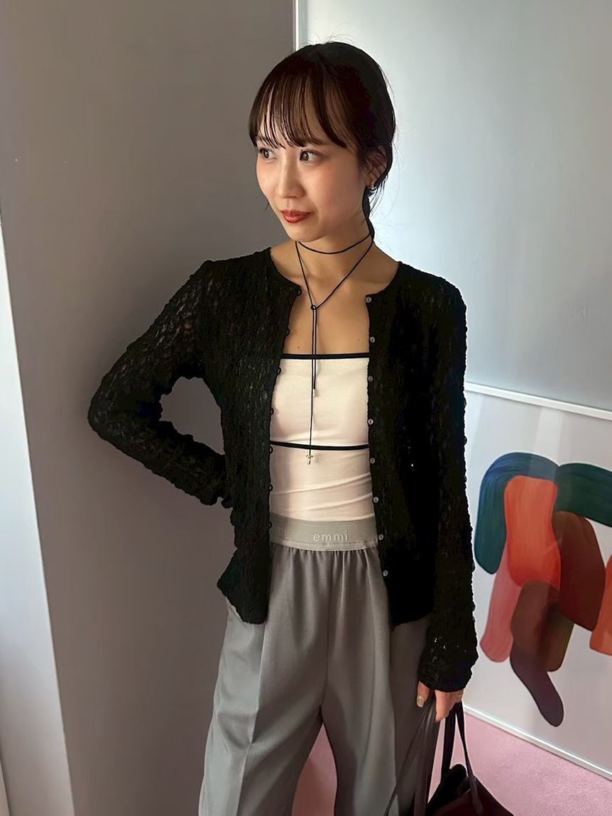 emmi atelier「Vネックリブニットカーディガン」|カーディガン|