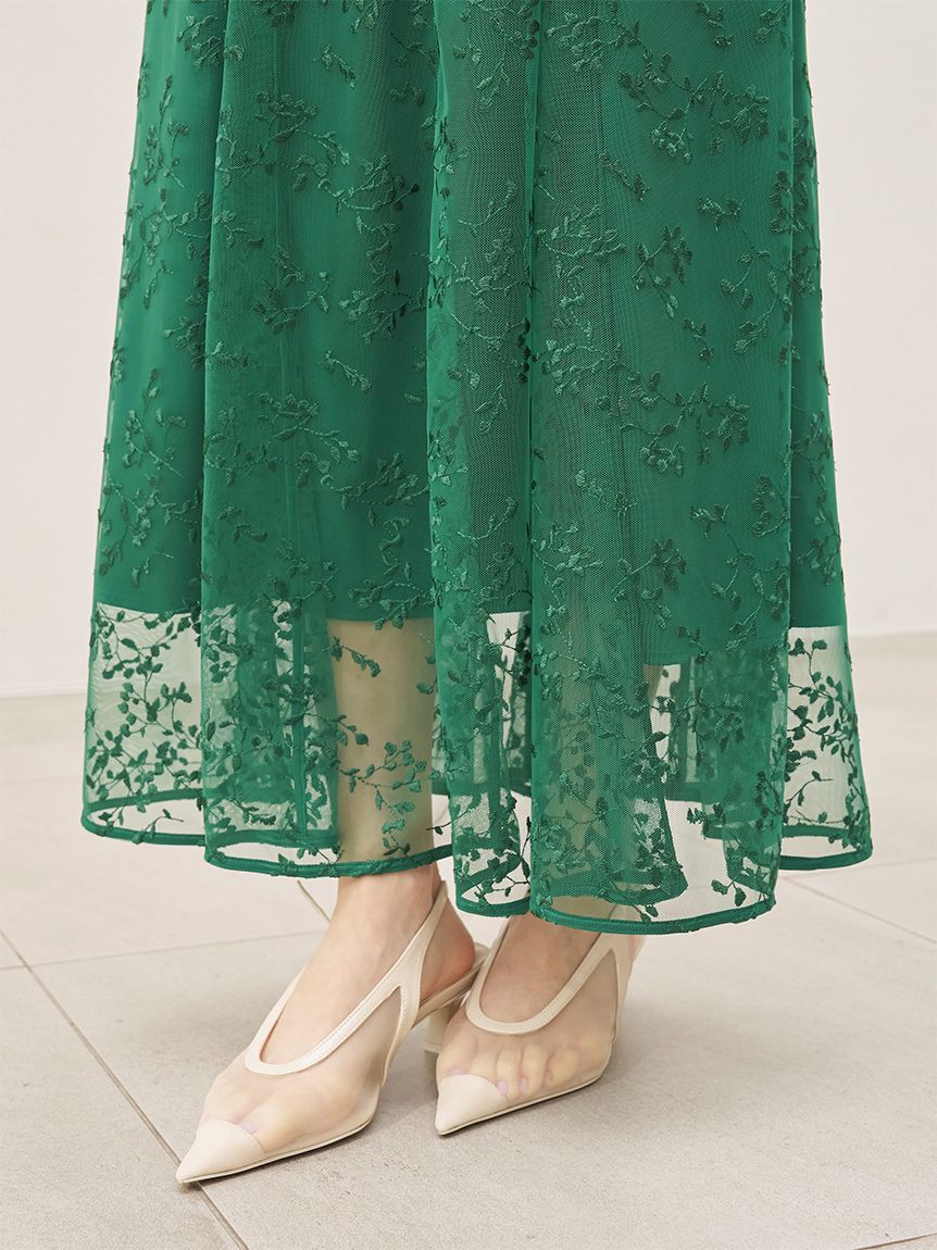 SNIDEL「チュールエンブロイダリードレス」|ドレス|