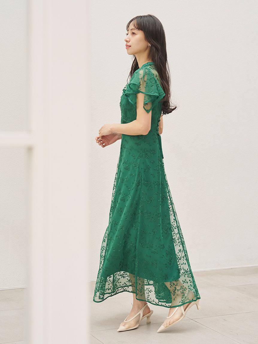 SNIDEL「チュールエンブロイダリードレス」|ドレス|