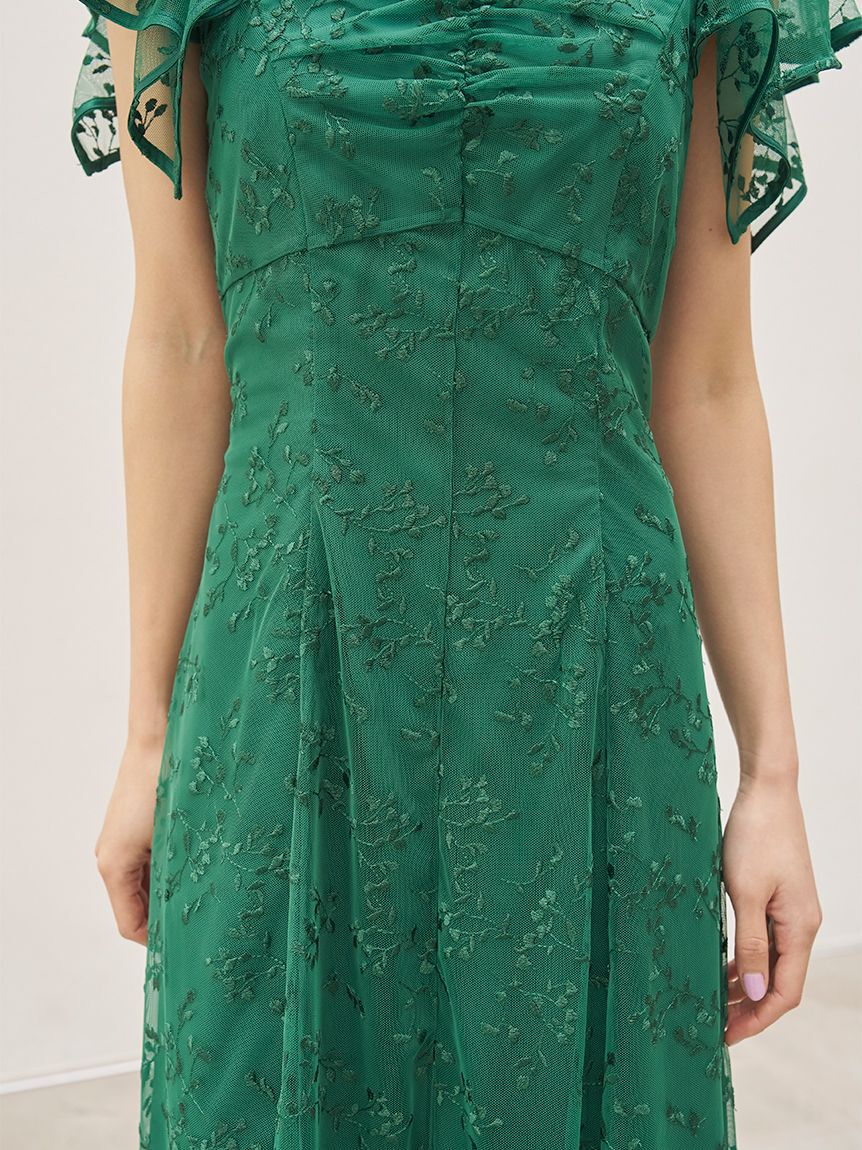 SNIDEL「チュールエンブロイダリードレス」|ドレス|