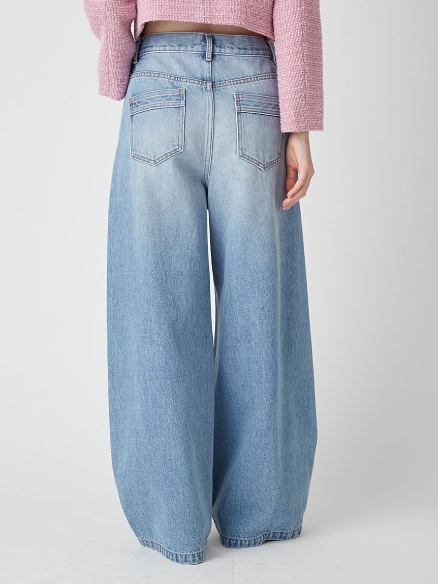 LILY BROWN「【WEB限定00サイズ】ダブルニーカーブワイドデニムパンツ」|デニム|