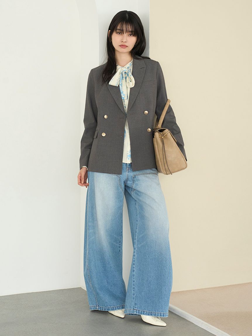 LILY BROWN「【WEB限定00サイズ】ダブルニーカーブワイドデニムパンツ」|デニム|