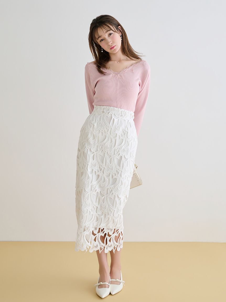 CELFORD「ハートレースニットプルオーバー」|ニット・セーター|