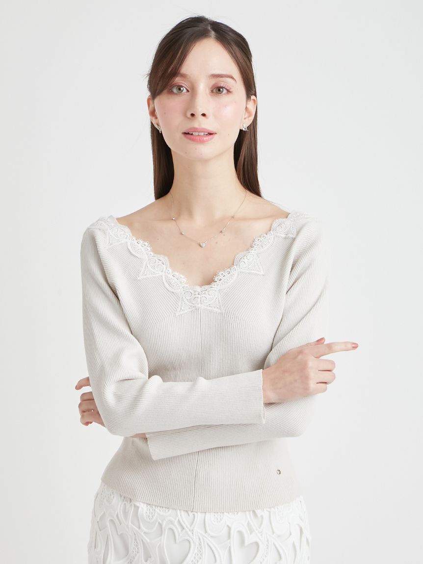 CELFORD「ハートレースニットプルオーバー」|ニット・セーター|