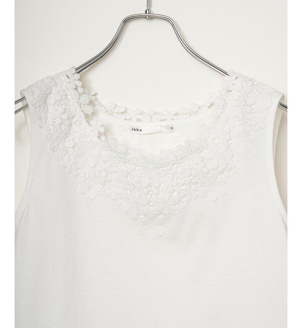 ikka「【接触冷感／UVカット】コットンUSA前後レースタンクトップ」|タンクトップ|