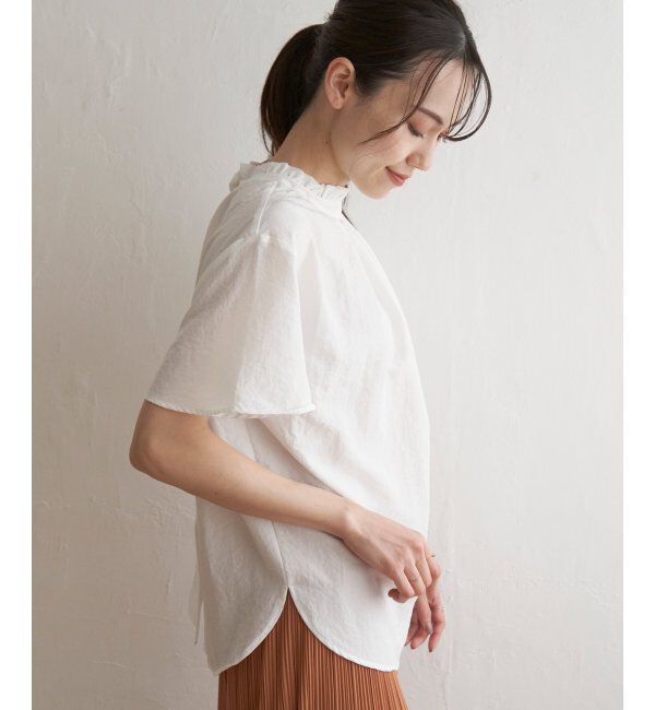 ikka「襟フリル2WAY半袖ブラウス」|シャツ・ブラウス|