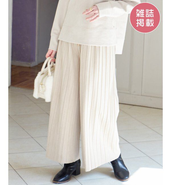 ikka「スエードライクプリーツワイドパンツ」|その他|