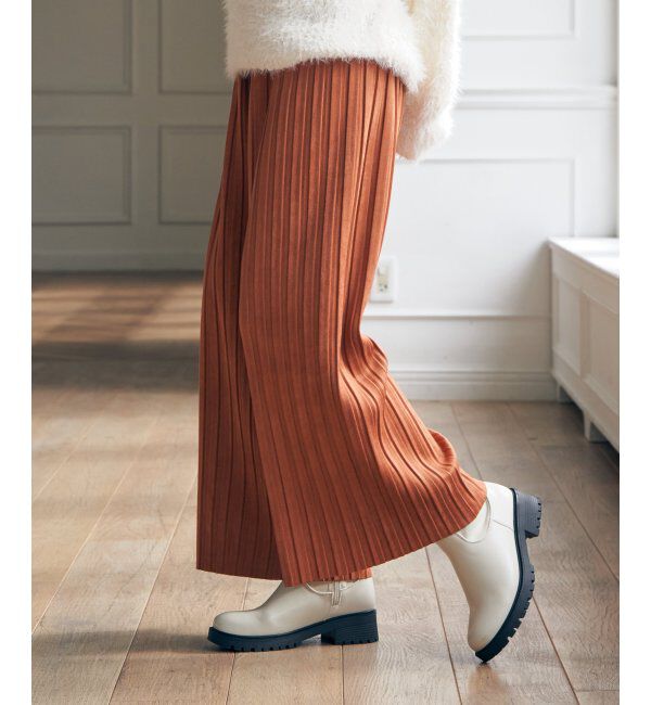 ikka「スエードライクプリーツワイドパンツ」|その他|