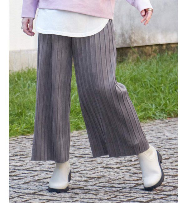 ikka「スエードライクプリーツワイドパンツ」|その他|