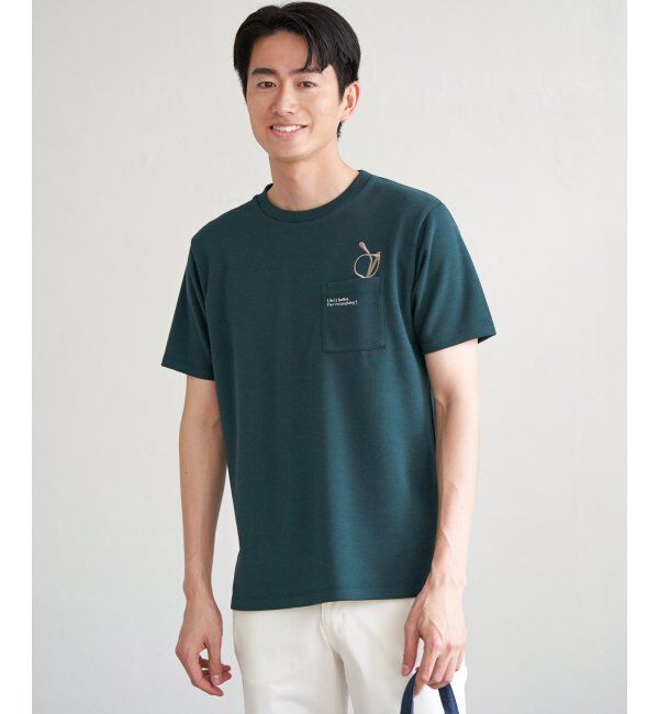 ikka「ポンチメガネ刺繍ポケットTシャツ」|Tシャツ・カットソー|