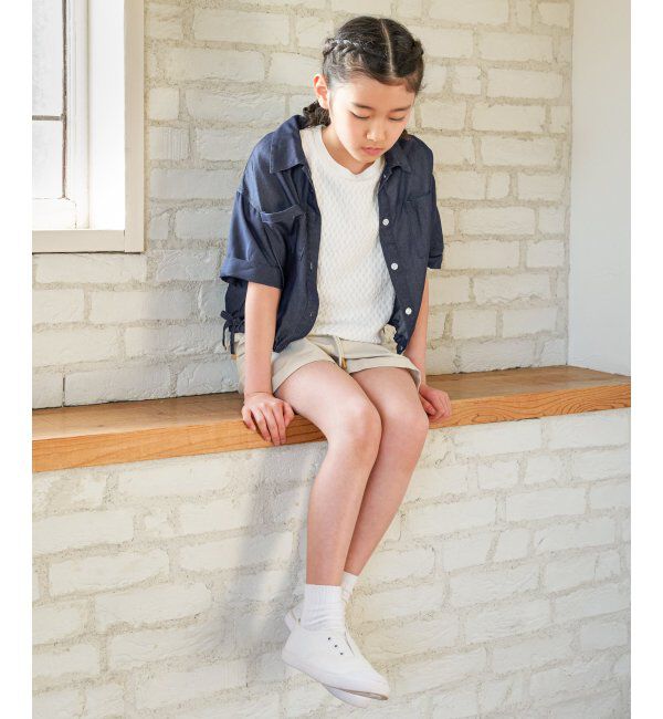 ikka kids「【親子コーデ】 ジャカードパフ袖プルオーバー (120cm~160cm)」|Tシャツ・カットソー|