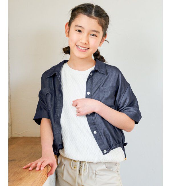 ikka kids「【親子コーデ】 裾シャーリングシャツ (110cm~160cm)」|シャツ・ブラウス|ネイビーブルー