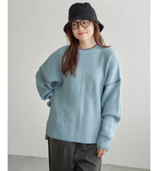 Lbc with Life「配色ステッチ畦ニットプルオーバー」|カーディガン|