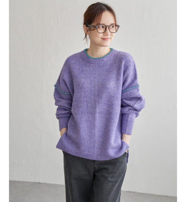 Lbc with Life「配色ステッチ畦ニットプルオーバー」|カーディガン|