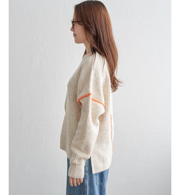 Lbc with Life「配色ステッチ畦ニットプルオーバー」|カーディガン|