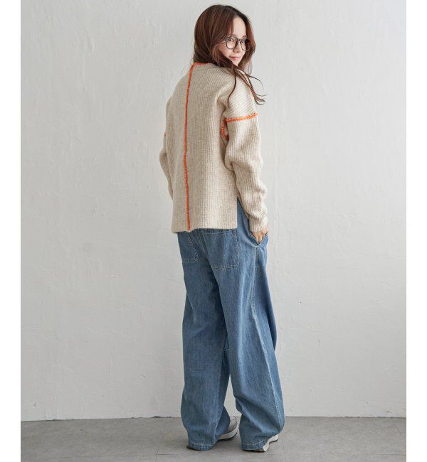 Lbc with Life「配色ステッチ畦ニットプルオーバー」|カーディガン|