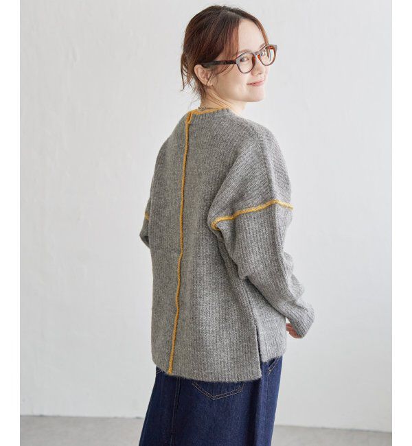 Lbc with Life「配色ステッチ畦ニットプルオーバー」|カーディガン|