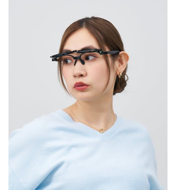  「新構造・跳ね上げ式 メガネ | FLIP UP フリップアップ | 軽量 伊達メガネ 度付き 度なし レンズ交換券付」|メガネ|ブラック