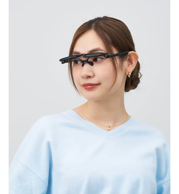  「新構造・跳ね上げ式 メガネ | FLIP UP フリップアップ | 軽量 伊達メガネ 度付き 度なし レンズ交換券付」|メガネ|ブラック系その他