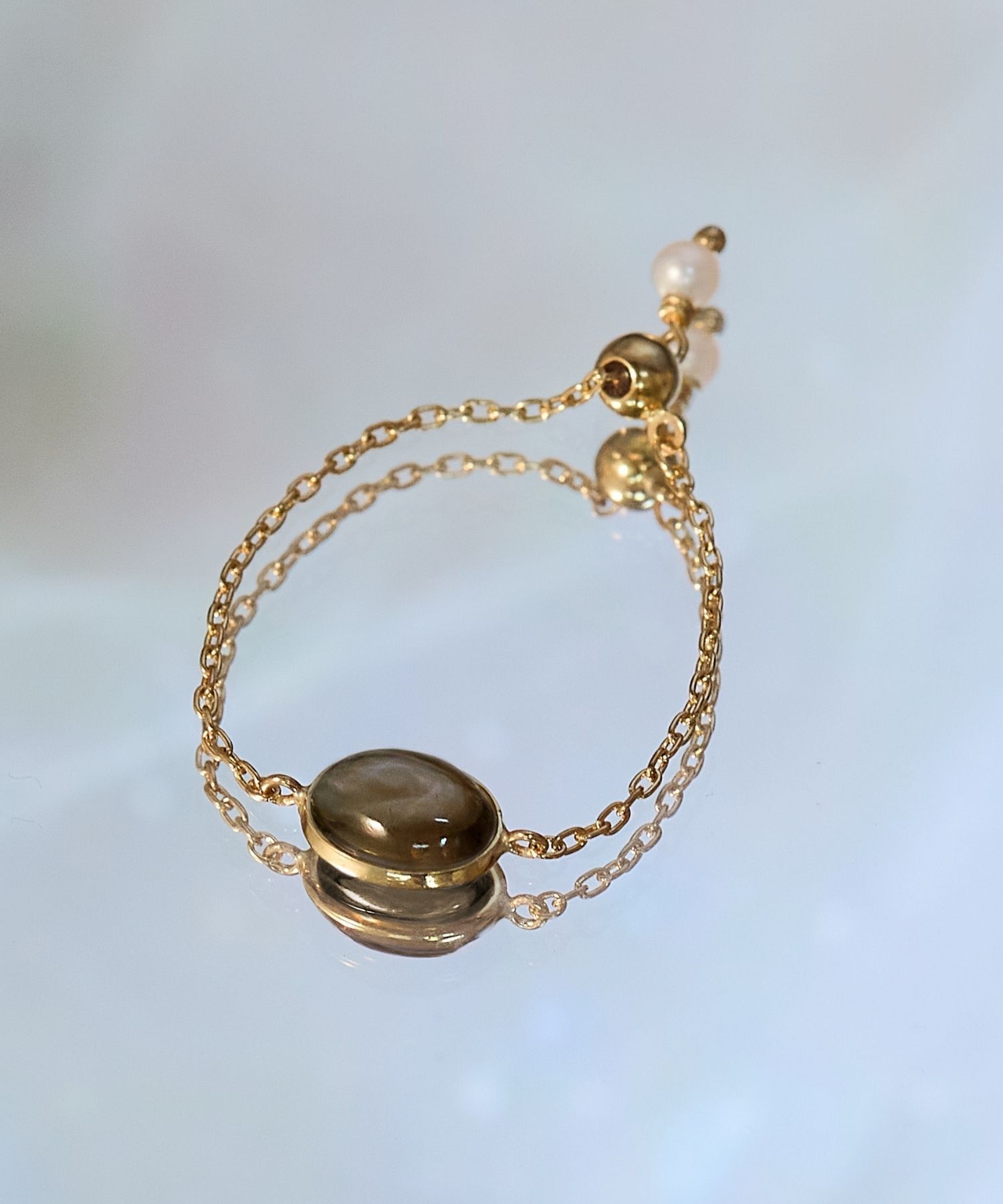 JUPITER「【K10】天然石チェーンリング/スモーキークォーツ」|リング|