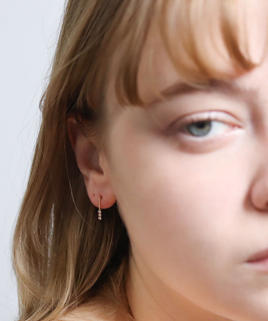  「ダイヤモンド ライン ピアス | K10YG」|ピアス|