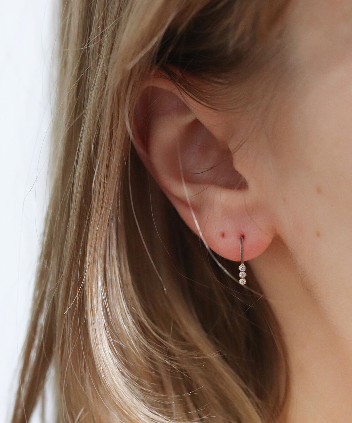  「ダイヤモンド ライン ピアス | K10YG」|ピアス|