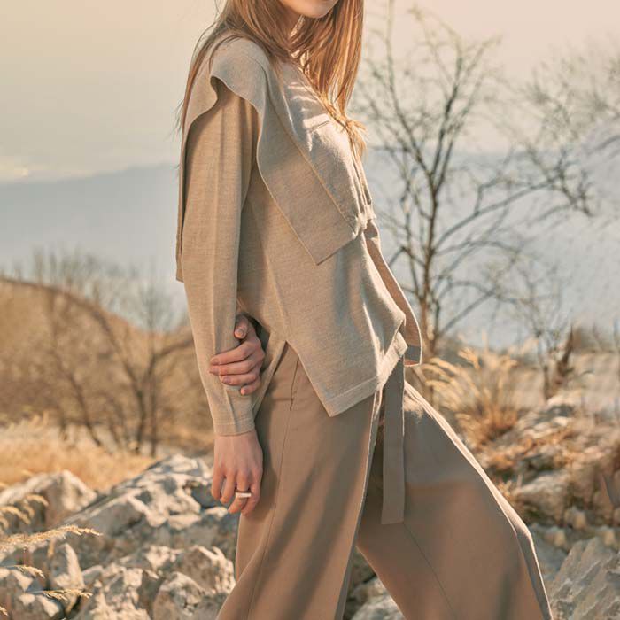 BACKYARD FAMILY「MIND マインド レイヤードニット 長袖 通販 レイヤード風 ニット プルオーバーニット」|ニット・セーター|