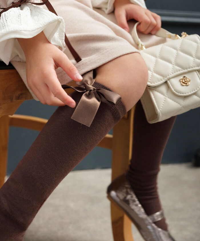 BACKYARD FAMILY「キッズ ハイソックス 女の子 通販 Rora ローラ 子供服 エマリー リボン 靴下 長靴下」|ソックス|