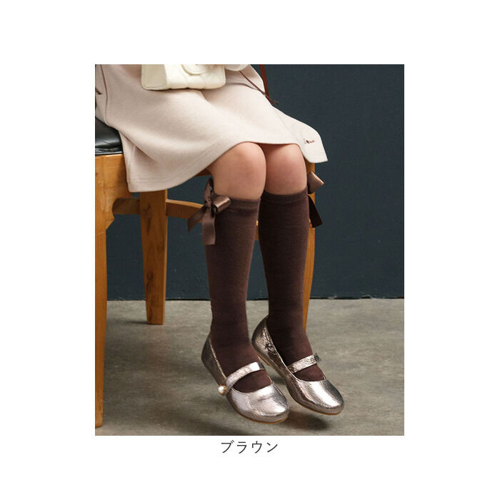 BACKYARD FAMILY「キッズ ハイソックス 女の子 通販 Rora ローラ 子供服 エマリー リボン 靴下 長靴下」|ソックス|