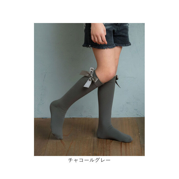 BACKYARD FAMILY「キッズ ハイソックス 女の子 通販 Rora ローラ 子供服 エマリー リボン 靴下 長靴下」|ソックス|